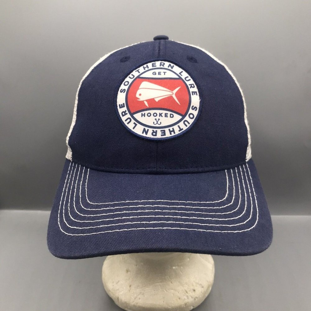 Southern Lure Red/White/Blue Mesh Back SnapBack Fishing Ball Cap Hat VGC